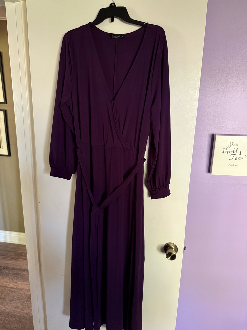 Eloquii Deep Purple Long Sleeve Wrap Maxi Dress